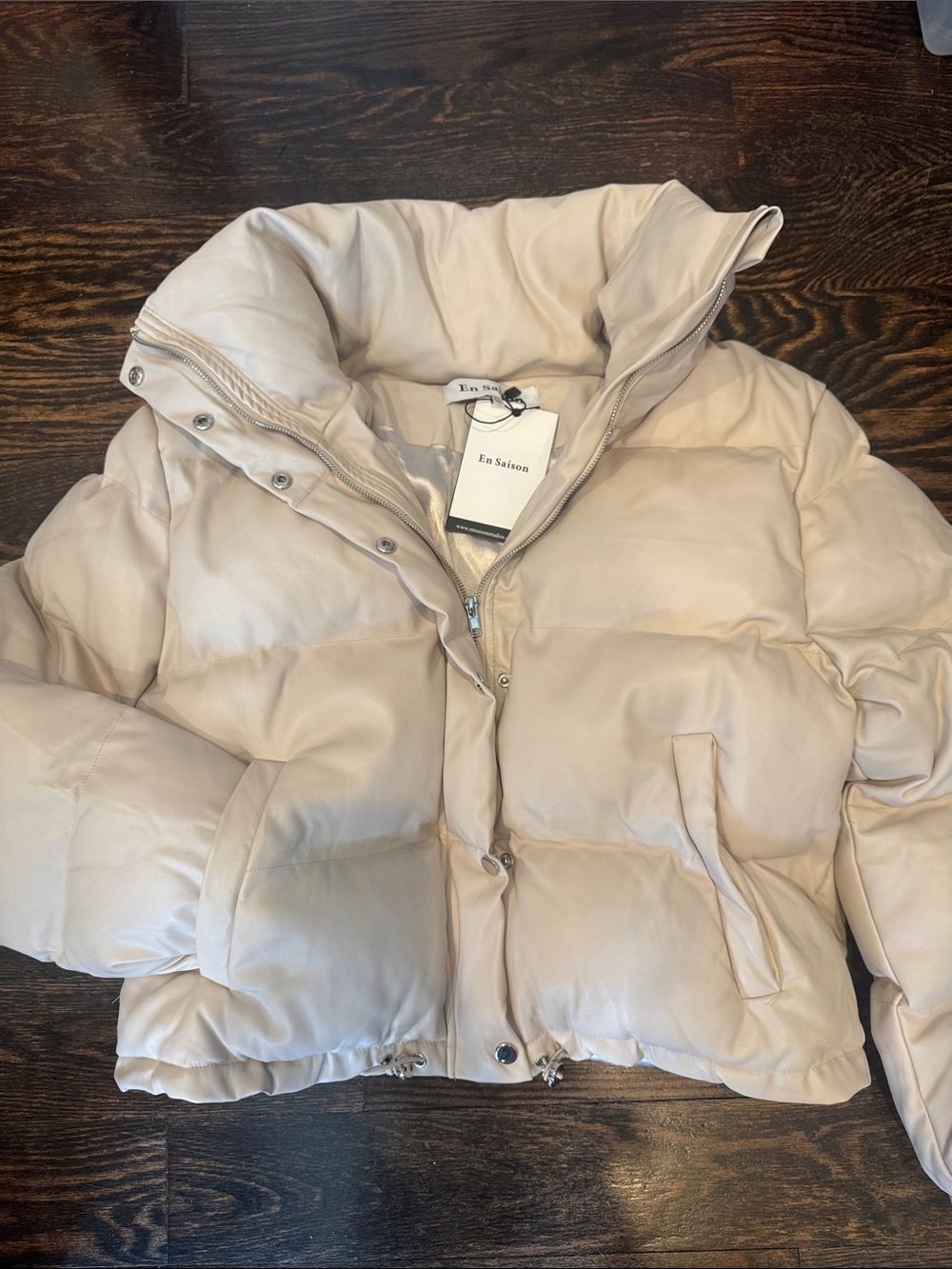 En Saison Neutral Cream Short Puffer Jacket